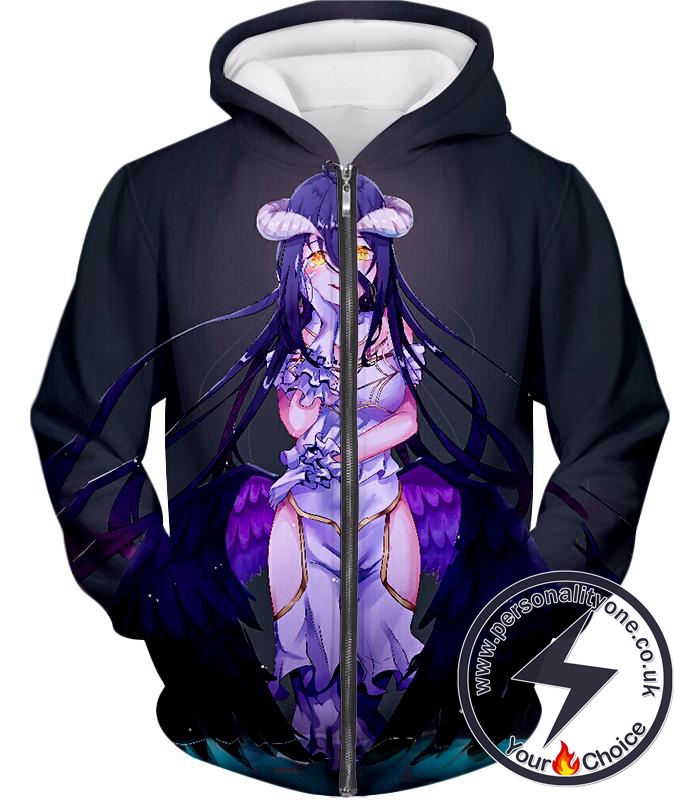 Overlord Most Beautiful NPC Guardian Overseer Albedo Cool Black Zip Up Hoodie